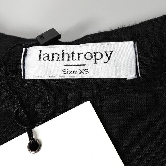 Lanhtropy Linen Shirt Womens XS Black Bubble Sleeves Oversized Langenlook - Picture 2 of 16